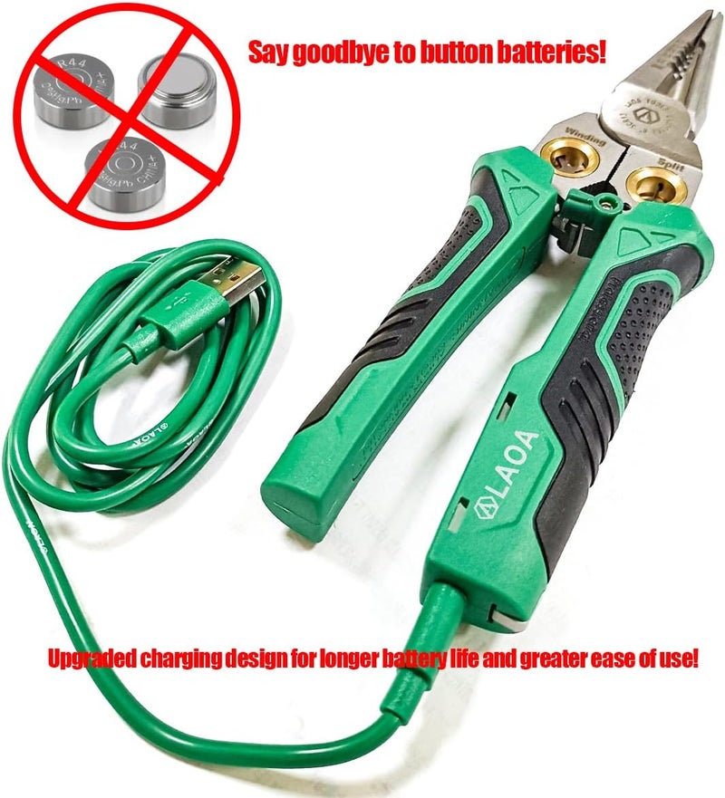 LAOA 8 in 1 Wire Stripper with Voltage Tester - Upgraded Rechargeable Wire Crimper, with Alarm & Flash Detects 12V-250V AC/DC (Non-Rectified DC) for Strip, Cut, Crimp, Split, Wrap, Slit, Pull - Image 3